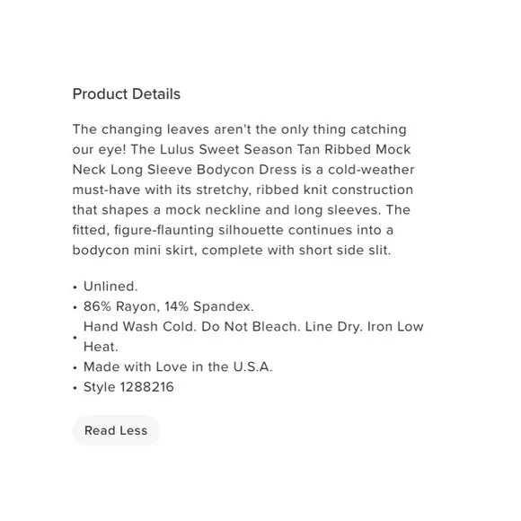 NWT Lulu's Sweet Season Tan Ribbed Mock Neck Long Sleeve Bodycon Dress - Picture 8 of 8